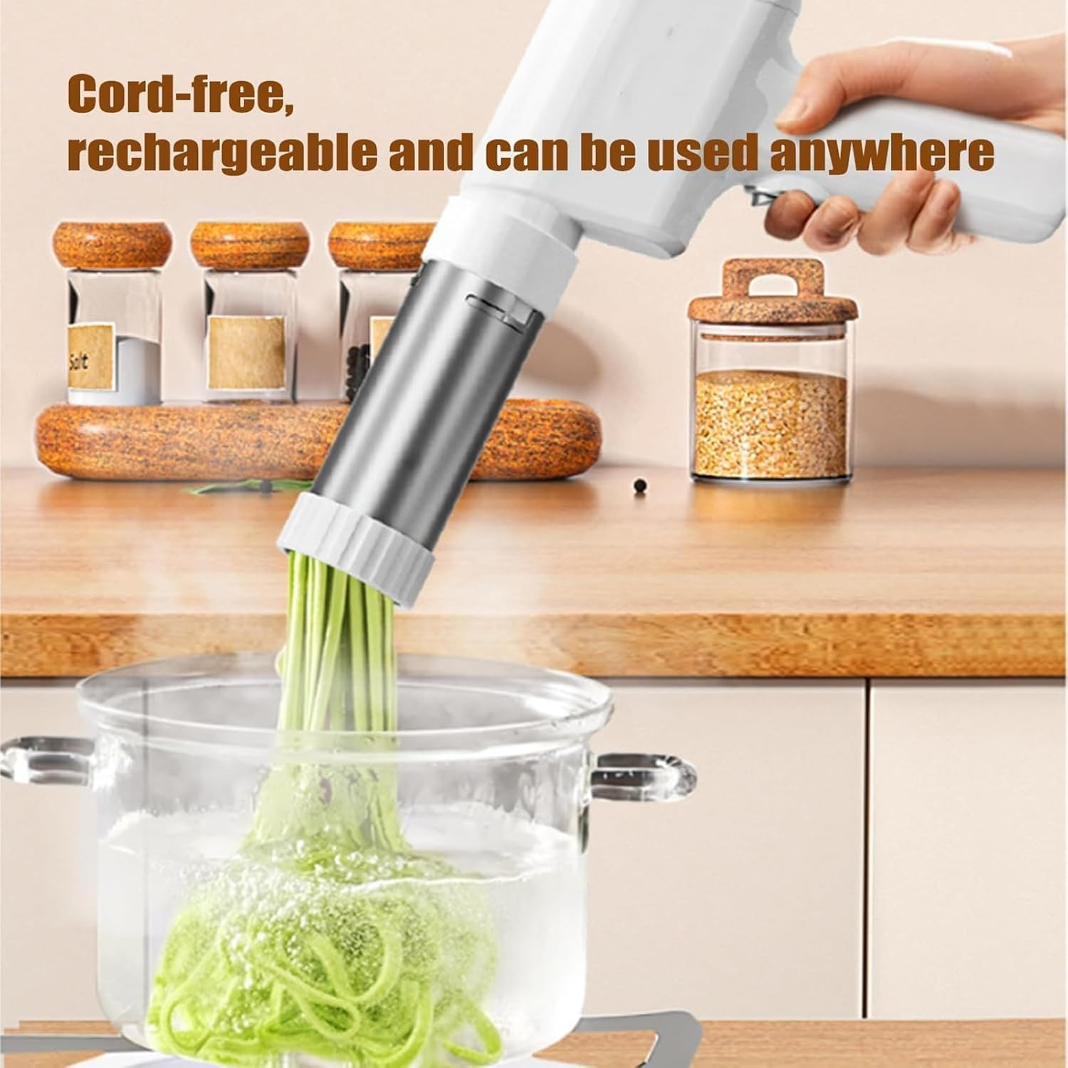 Idiyappam Maker Electric, 2026 New Electric Pasta Maker, Idiyappam Maker with Five Types of Noodle Molds, Portable Wireless Clean Making Spaghetti, Noodles, Sausages and More (White) image number 3