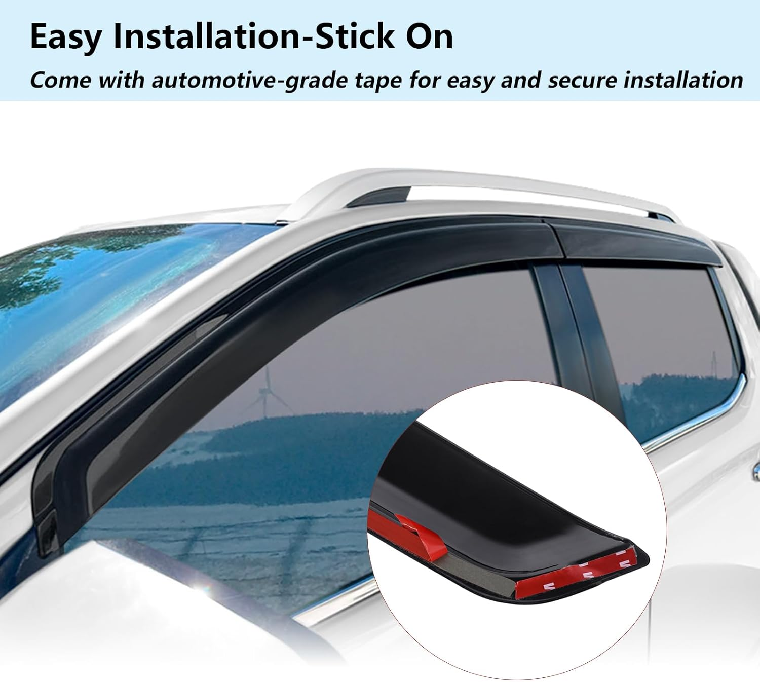 SUERAUTO4X4 Weather Shields for VW Volkswagen Amarok 2023 2024 2025 NF Next Gen Double Cab Accessories, Weathershields Window Visors Sun Rain Wind Deflector Guards Smoke Black, 4PCS image number 3