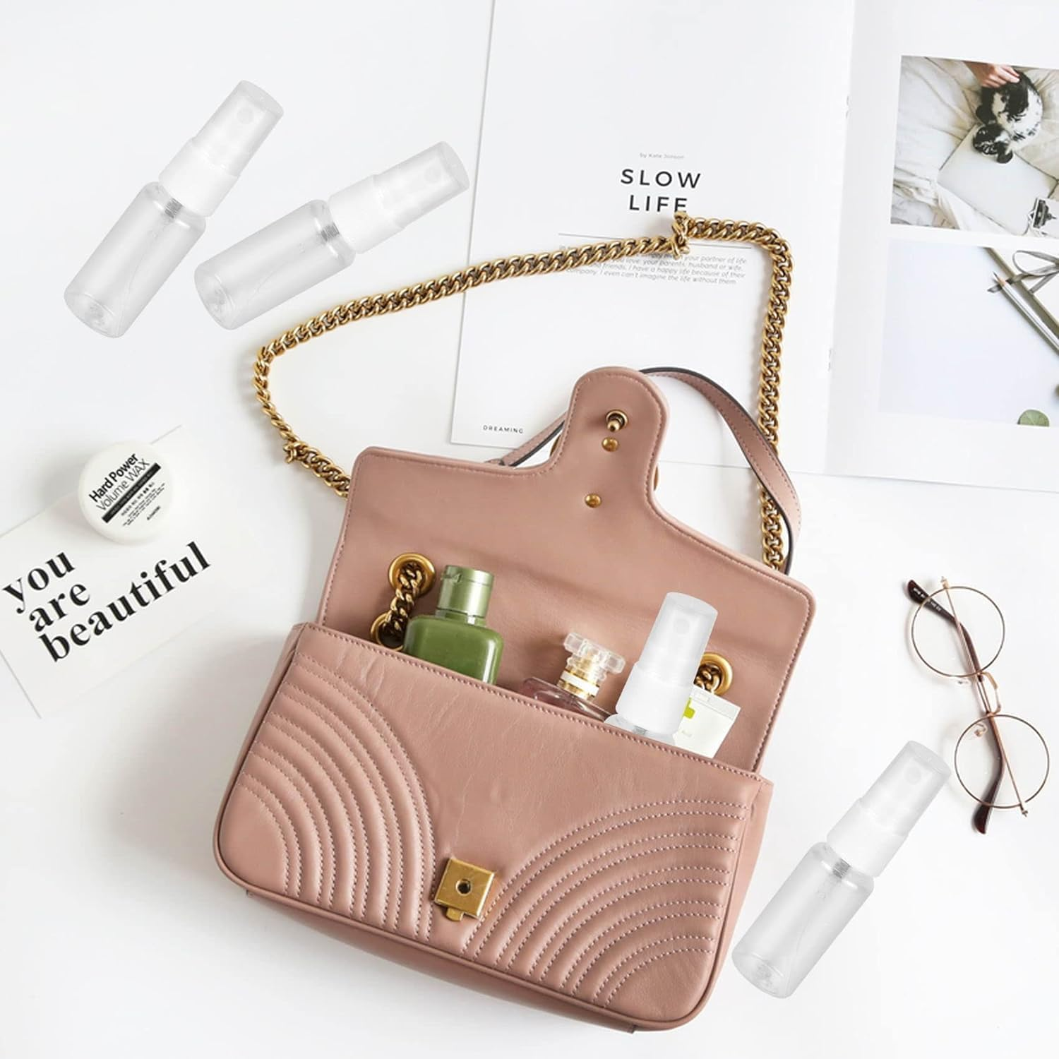 Pack of 4 Small Spray Bottles, Atomiser Spray Bottle, Mini Spray Bottle, Portable Plastic Spray Bottle, Water Spray Bottle, for Filling Perfume, Alcohol, Care Liquid and Cosmetics (15 Ml) image number 6