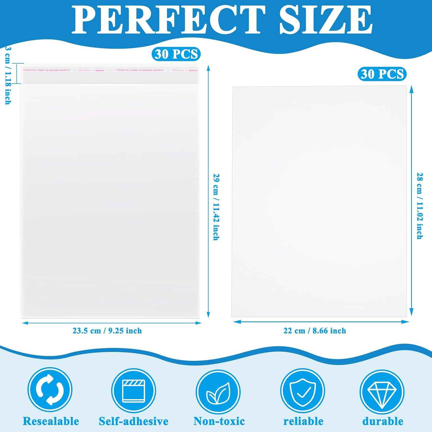 Humyoun 30 Sets Magazine Bags and Backing Boards Including Clear Resealable Magazine Protectors for Collectors and Magazine Boards Magazine Sleeves Protective Display Suit for Magazine Protection image number 3