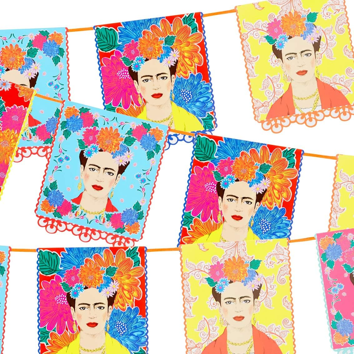 Talking Tables Frida Kahlo Print Garland Bunting-3M | Brightly Coloured Boho Party Decorations for Birthday, Fiesta, Mexican Cinco De Mayo Celebration