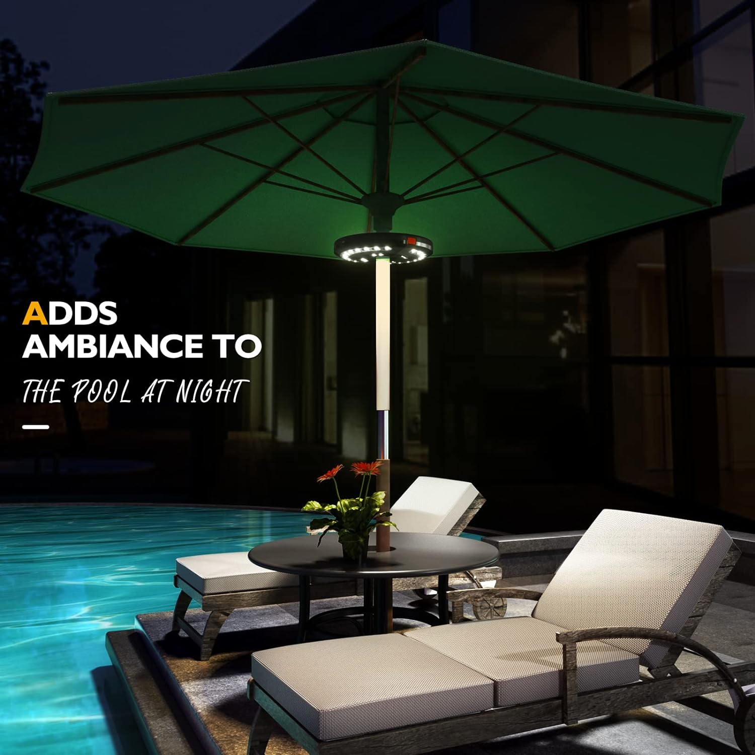 Eletorot Patio Umbrella Lights-Rechargeable Outdoor Lights for Patio Decor, Patio Table Lights Pole Light 28 LED 3 Lighting Modes, Patio Lighting Pool Accessories, Patio Backyard Decor image number 3