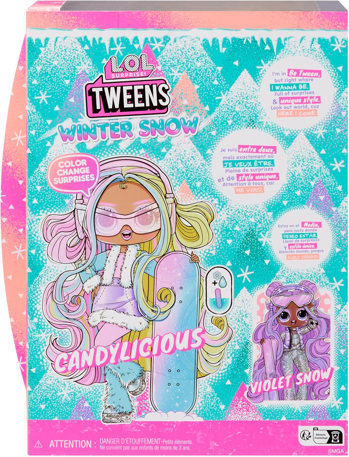 L.O.L. Surprise! Tweens Winter Snow Dummy Doll - Candilicious with Colour Changing Snowboard + 10 Cool and Frosted Outfits and Accessories, Ages 4+ image number 1