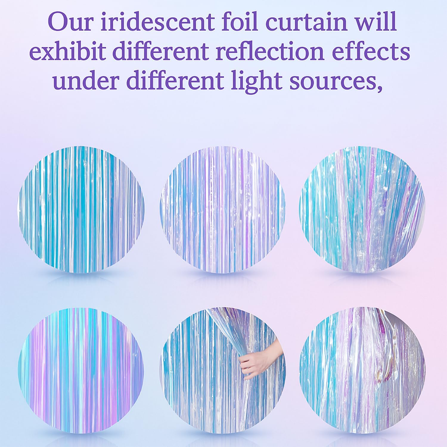 Tinsel Curtain Backdrop, 2 PCS Non-Fading Iridescent Metallic Foil Fringe for Wall Hanging & Decorative Use- Ermaoo image number 5