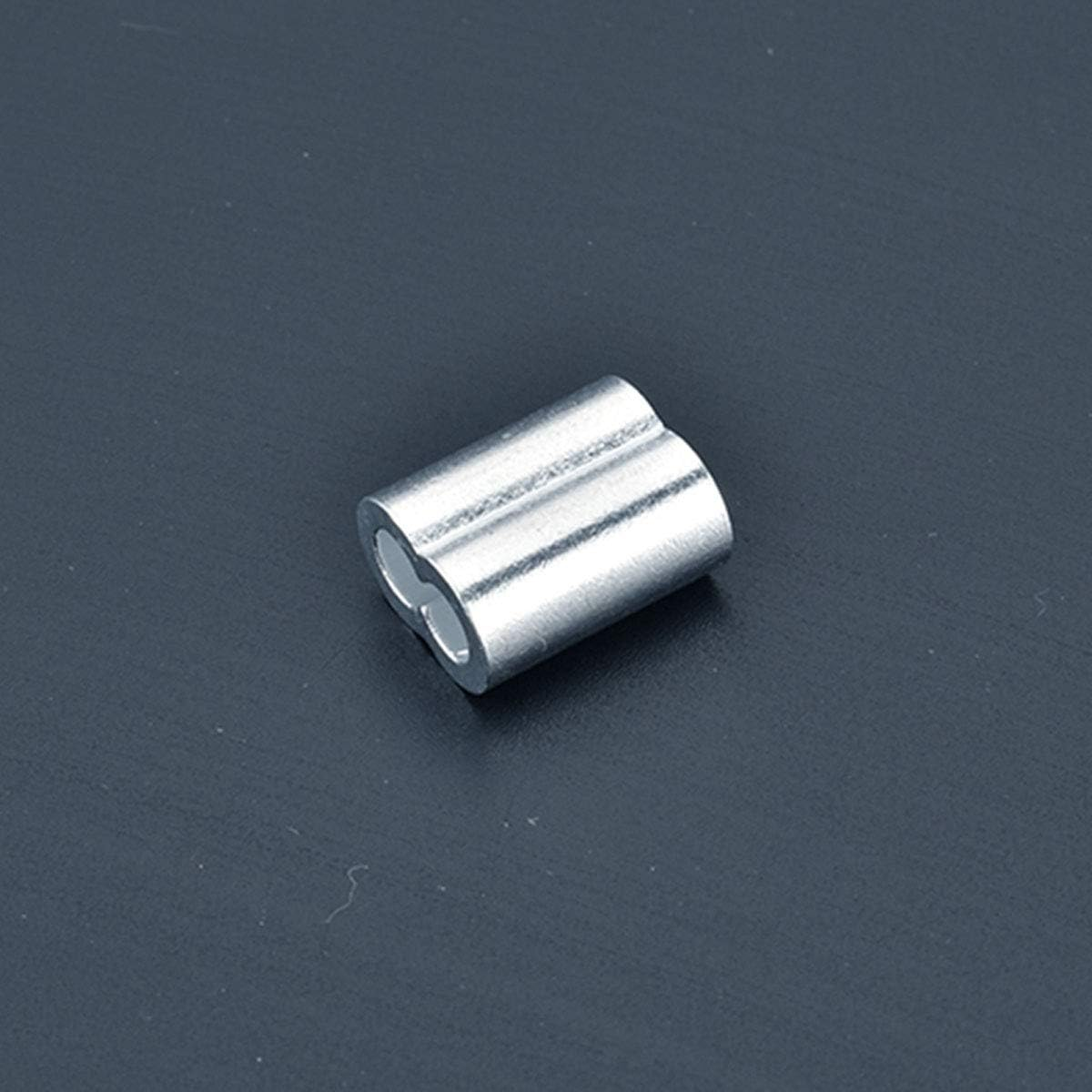 100 Pcs Aluminum Crimping Loop Sleeve Clips, Aluminum Sleeves Clip Fittings with Double Ferrules, Aluminium Ferrules for Wire Rope, Cable Crimps, Silver (2 Mm/0.079Inch) image number 2