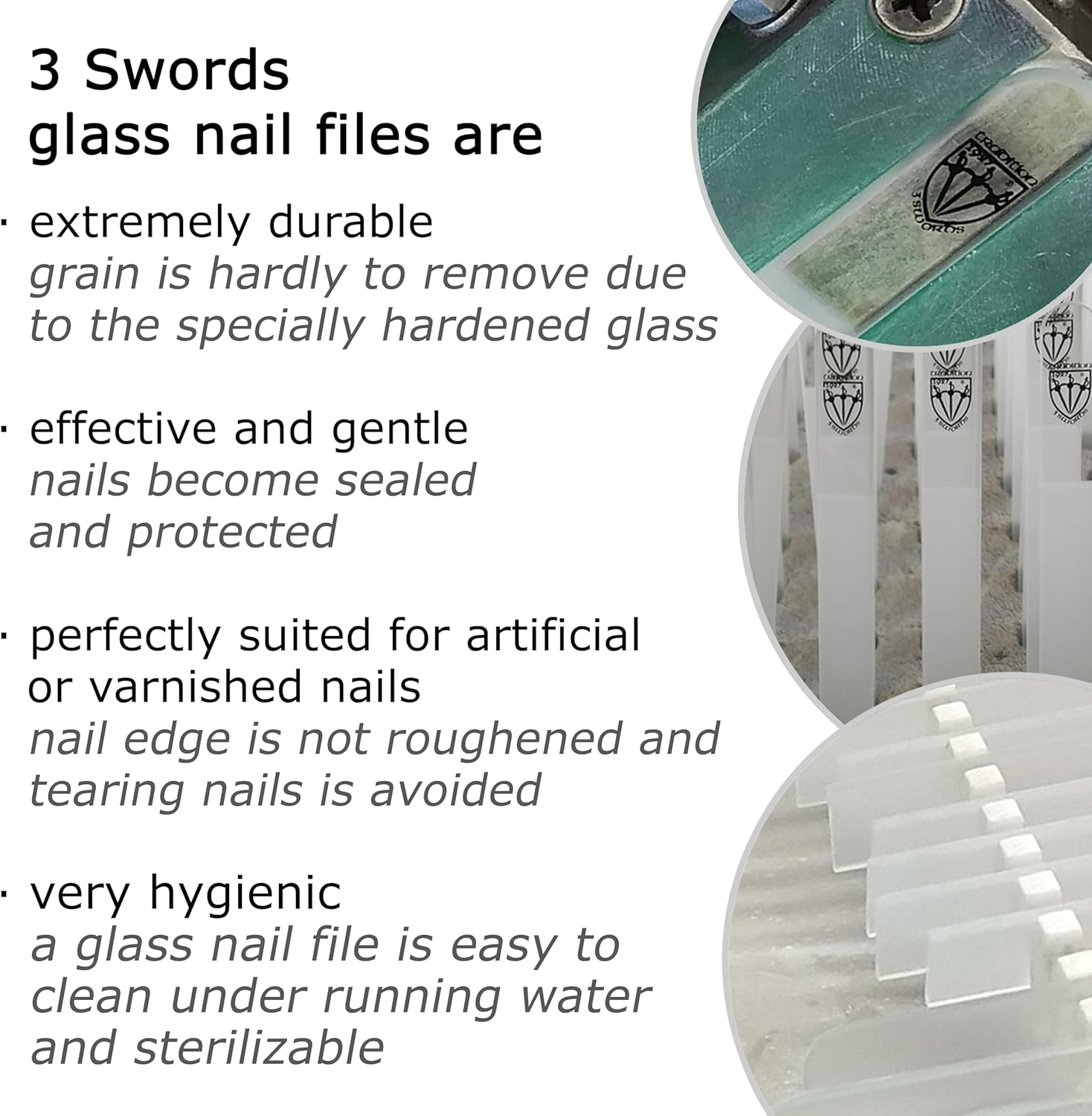 THREE SWORDS - CRYSTAL GLASS NAIL FILE for Natural and Artificial Nails - Durable - Washable - Finest Quality - 11Cm - MANICURE - PEDICURE - GROOMING - NAIL CARE by THREE SWORDS (270313) - Glass File (1 Pc.) image number 5