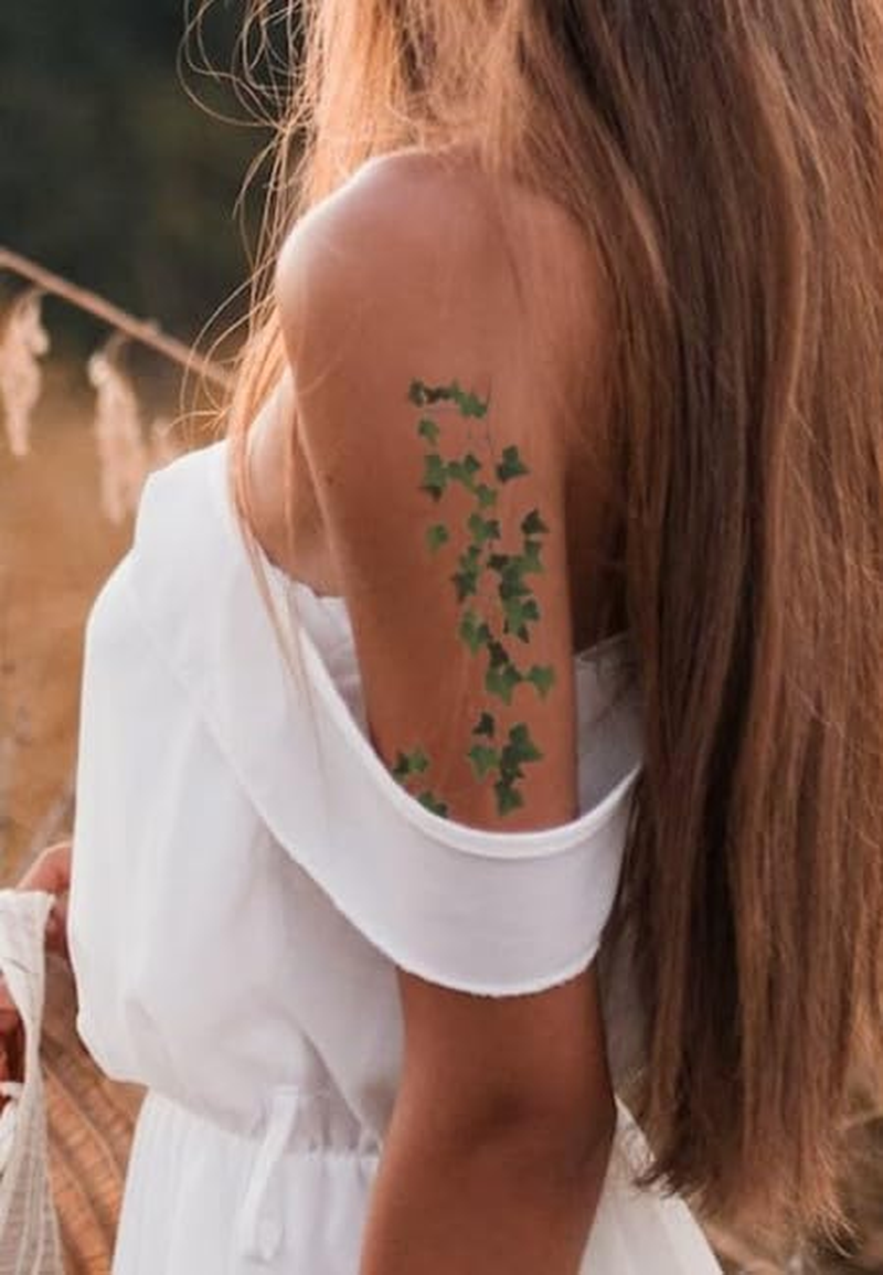 Large Ivy Leaf Vine Temporary Tattoos &ndash; 12 Sheets | Poison Ivy Costume Accessory | Waterproof & Easy to Apply, Join Together image number 1
