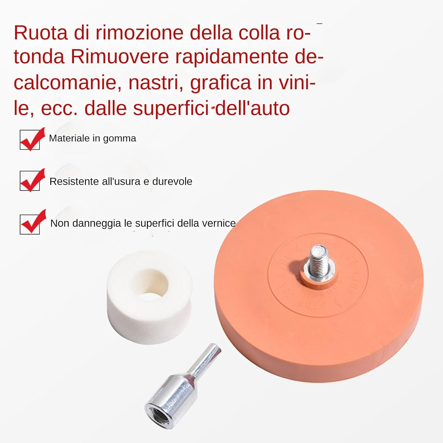 Decal Rubber Wheel, Adhesive Removal Wheel, 4 Inch Rubber Wheel for Drill | Decal Removal Tool, Glue Remover for Body Stickers, Rimu image number 5