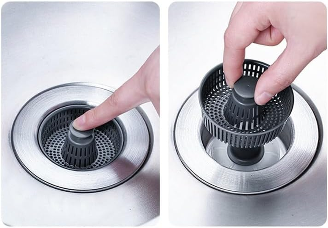 Kitchen Sink Drain Strainer and Stopper Combo,Stainless Steel Pop-Up Sink Stopper & Drain Strainer for Standard Drains, Ideal Sink Protectors for Kitchen Sink (Style A, One Size) image number 1