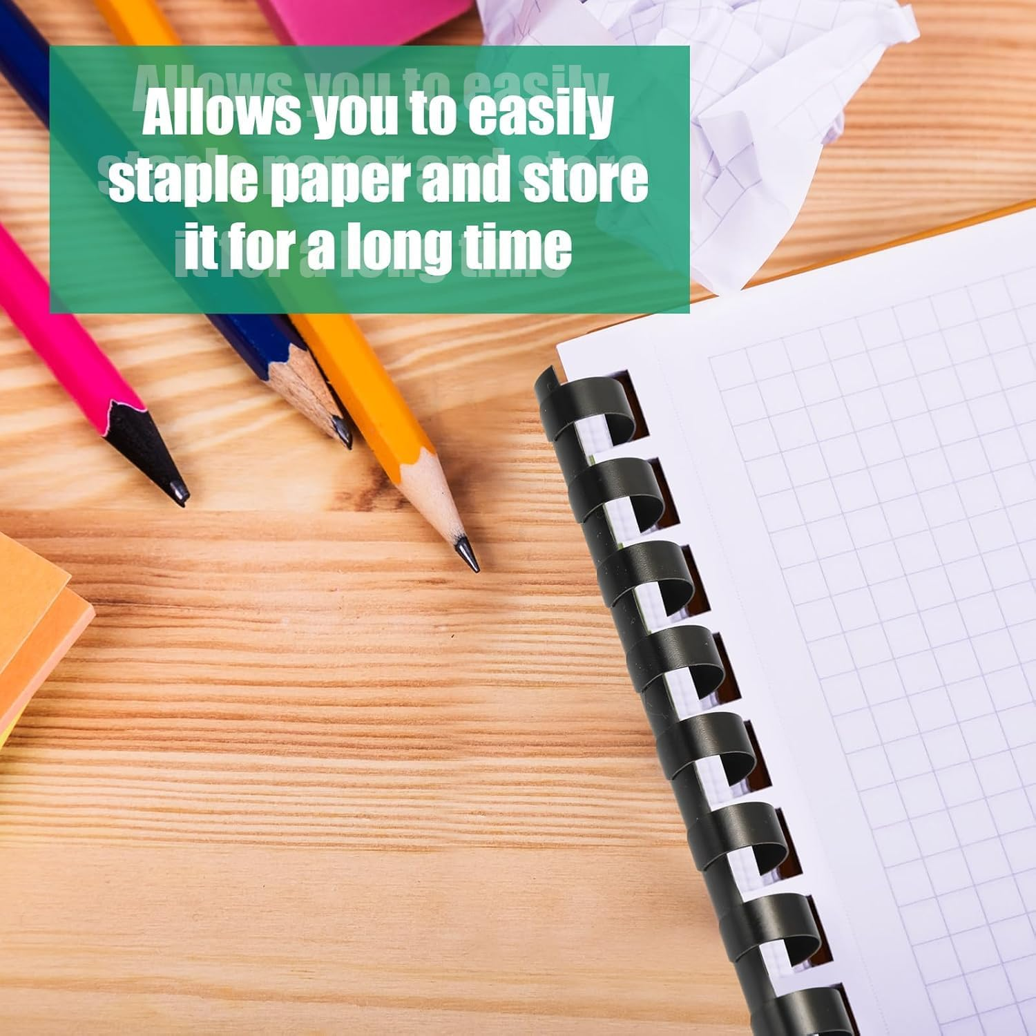 WEZCHUGHAOL 50 Pcs Black Plastic Comb Binding Spines 16Mm, 21 Rings for Binding Paper Sheets up to 120 Sheets, Durable Bookbinding Supplies for Office & School image number 5