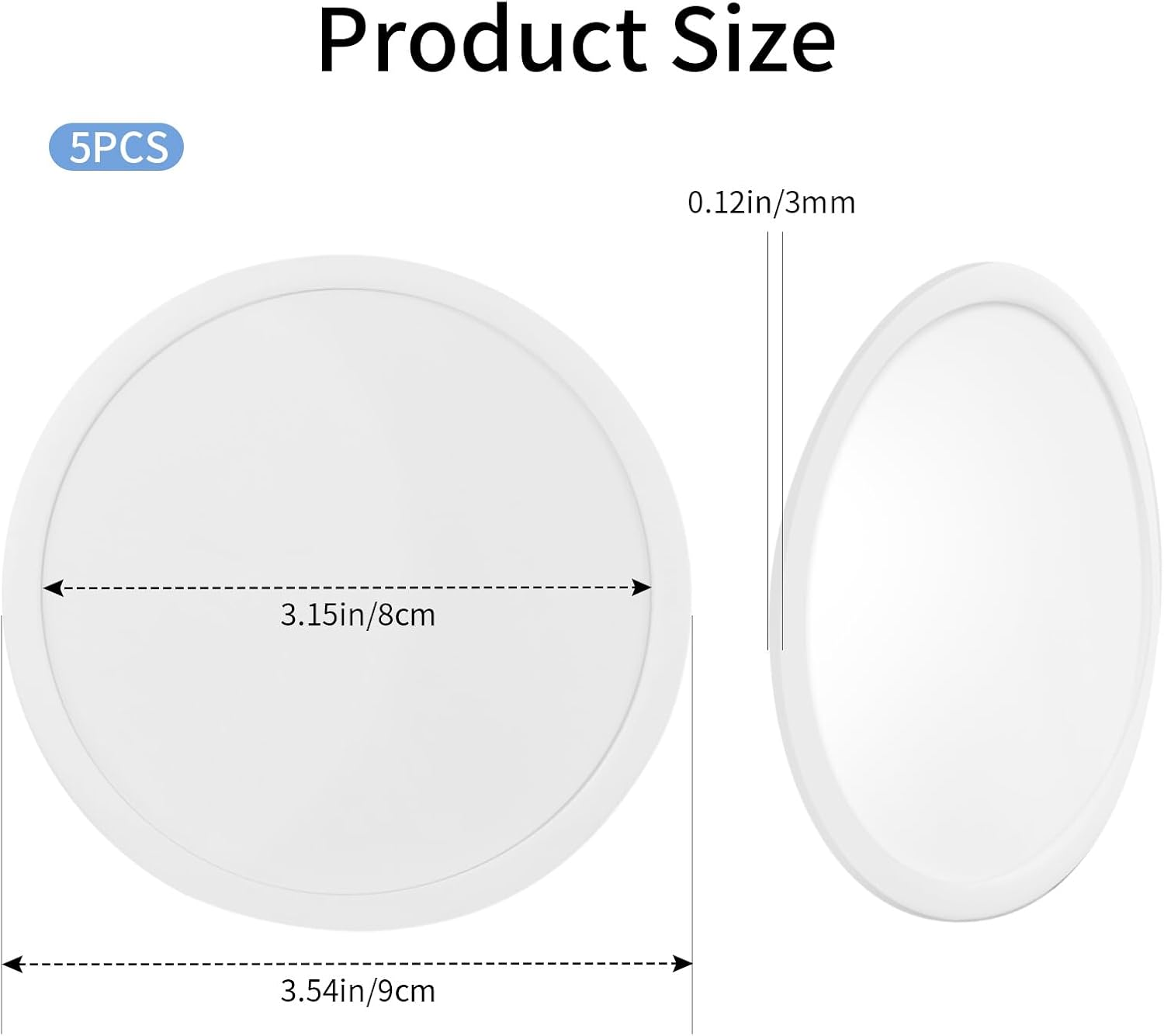 5-Pack White Silicone round Coasters - Non-Slip Drink Coasters for Dining Table & Desk image number 2