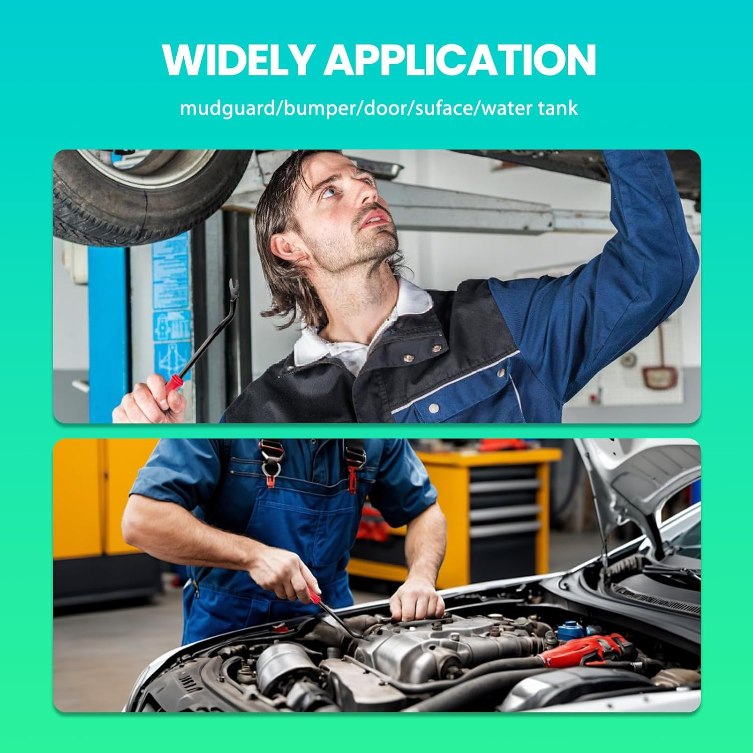 100PCS Car Fastener Clip Kit Universal Push Retainer Set with Removal Tools for Bumper Fender Auto Body Repair Black White Plastic Rivets for Most Vehicles image number 3