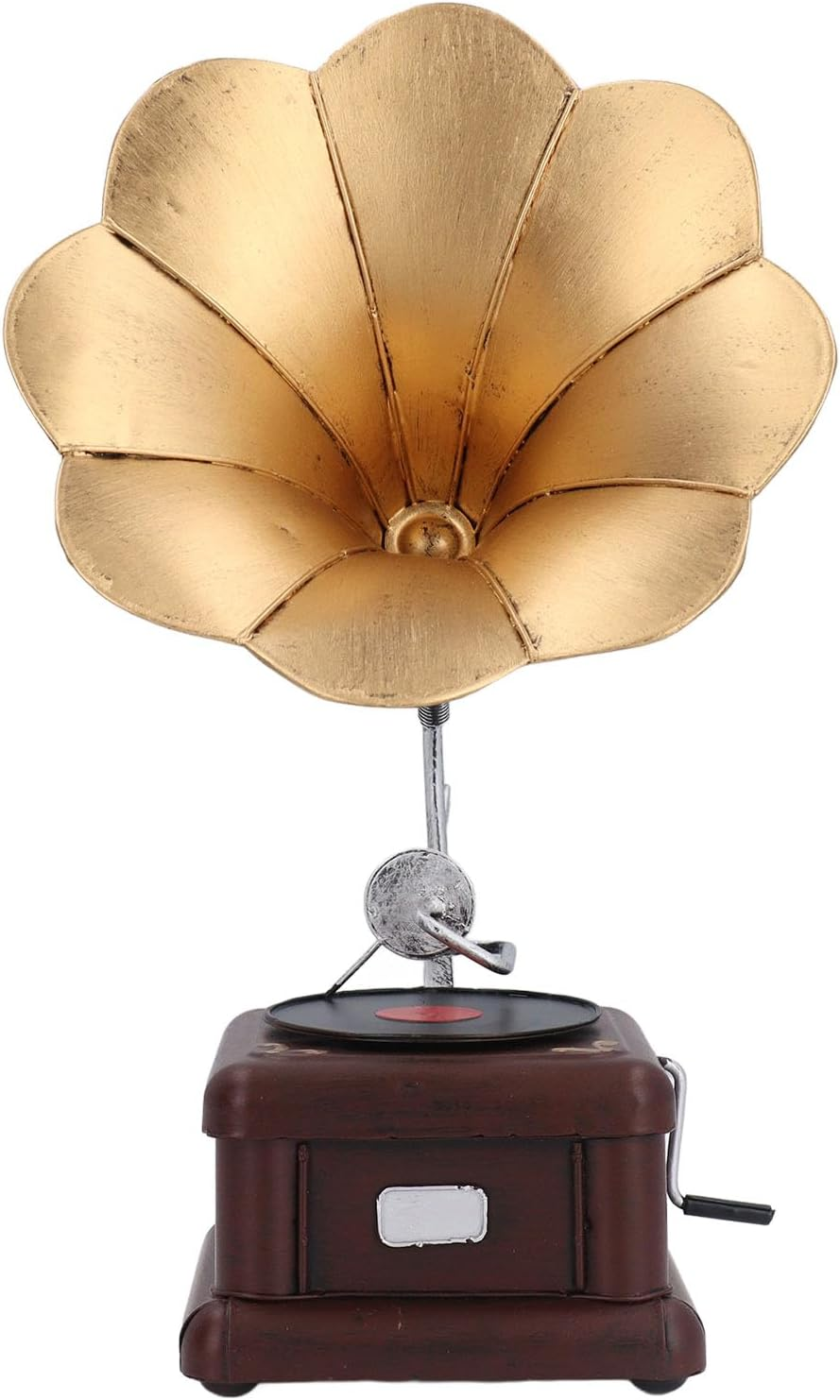 Vintage Phonograph Ornament, Iron Record Player Model Crafts, European Retro Gramophone Decorative, Classic Style Workmanship Decor for Home Room Desk Shelf image number 2