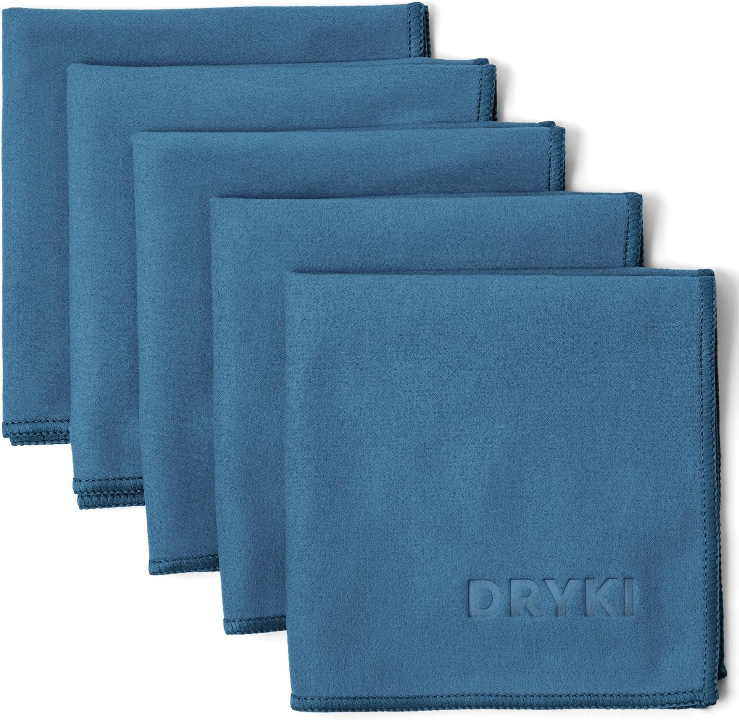 DRYKI Sweat Absorbing Handkerchiefs - the Original Sport Microfiber Hankies for Wicking Sweat from Hands, Face, Body (Classic Black, 5 Pack + Bag)