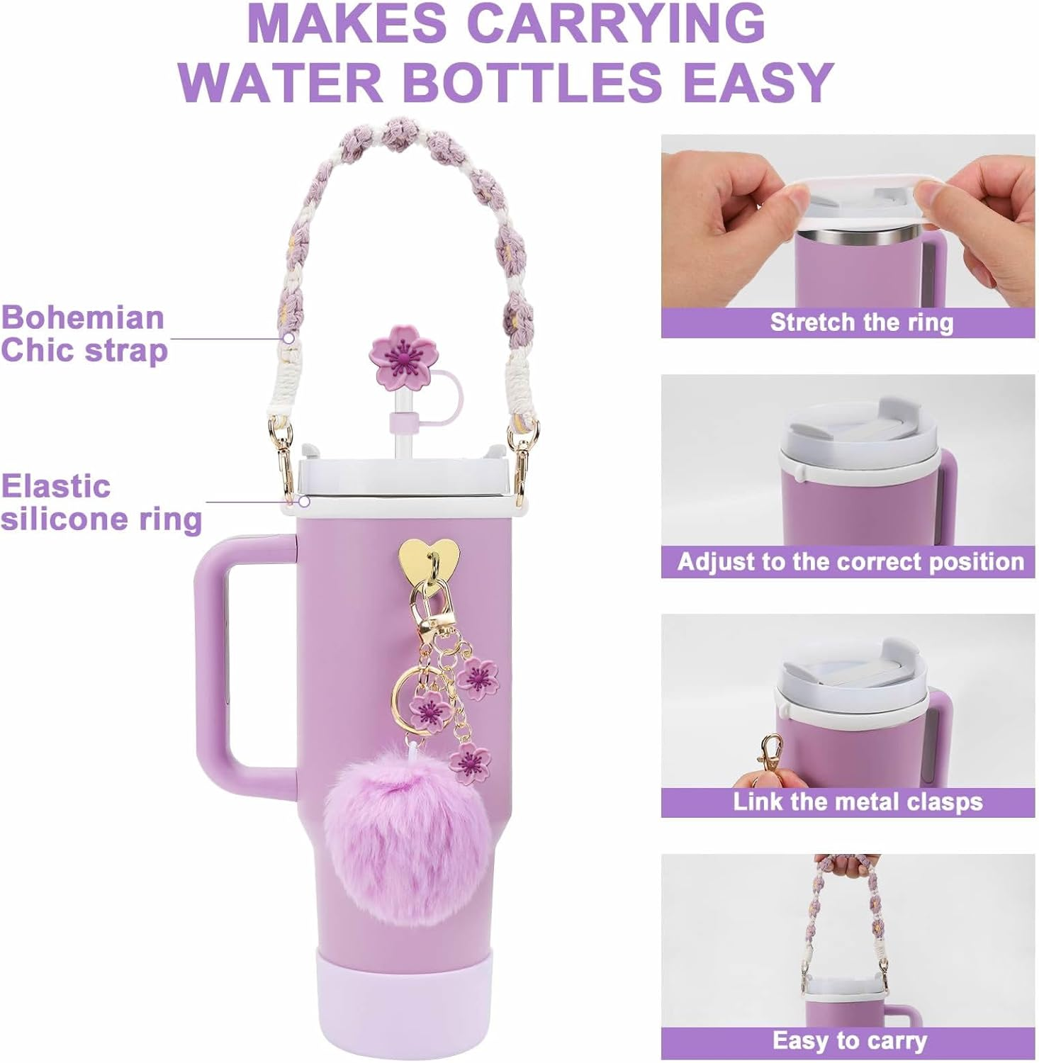 7PCS Stanley Cup Accessories Set,Hand Knitting,Silica Gel，Easy to Install,Reusable，Suitable for 30Oz&40Oz Stanley Cup image number 4